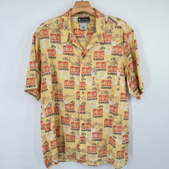 Columbia Men's Hawaiian Button-Up Shirt surfboards yellow size large cotton - Picture 5 of 9